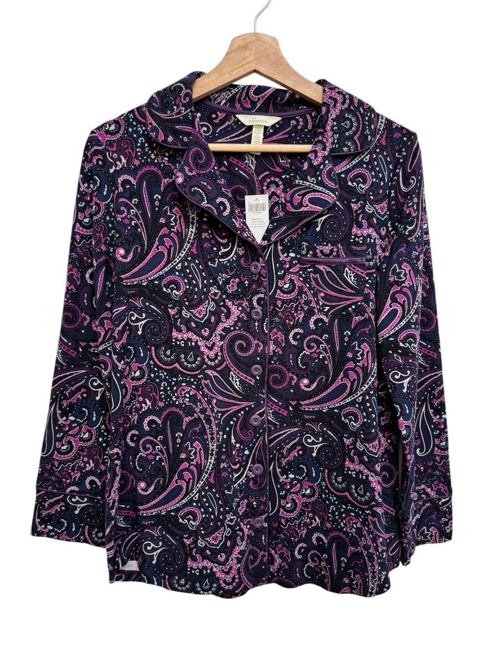 Soma Embraceable Pajama Top Women Small Paisley Long Sleeves Charisma Blackberry